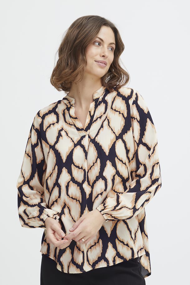 Fransa Blouse with long Birch – mix Blouse long Birch size Shop with from mix sleeve sleeve