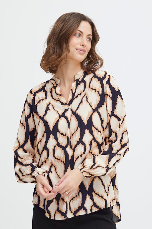 Fransa Blouse with long sleeve Birch mix – Shop Birch mix Blouse with long  sleeve from size