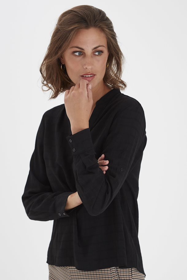 Fransa Blouse with long sleeve Black – Shop Black Blouse with long ...