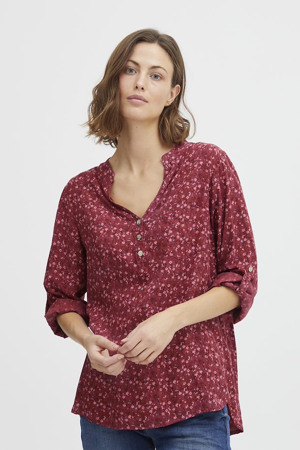 Fransa Blouse with short sleeve Fig Mix – Shop Fig Mix Blouse with ...