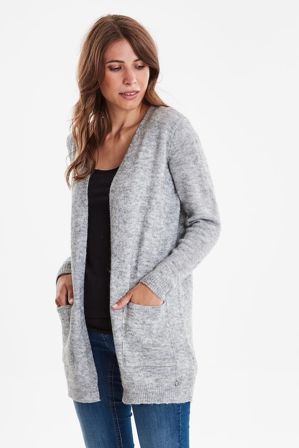 Fransa Knitted cardigan Light grey melange – Shop Light grey melange ...